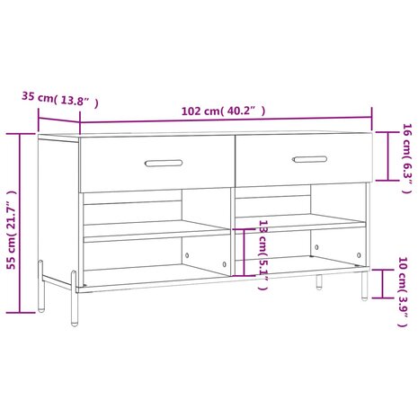 Schoenenbank 102x35x55 cm bewerkt hout wit 8720845442286 12