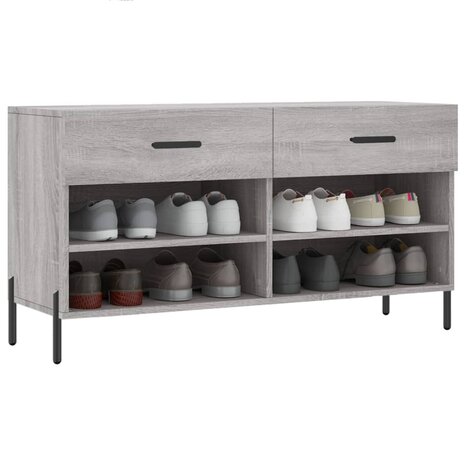Schoenenbank 102x35x55 cm bewerkt hout grijs sonoma eikenkleur 8720845442347 3