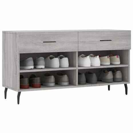 Schoenenbank 102x35x55 cm bewerkt hout grijs sonoma eikenkleur 8720845442422 3