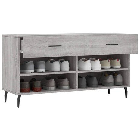 Schoenenbank 102x35x55 cm bewerkt hout grijs sonoma eikenkleur 8720845442422 4