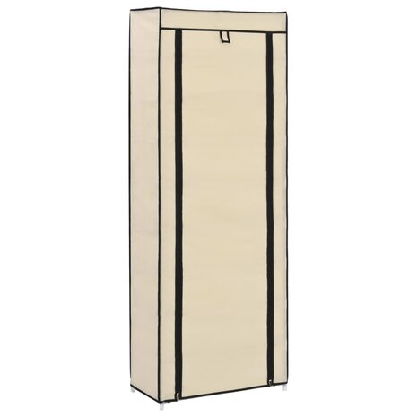 Schoenenkast met hoes 57x29x162 cm stof crème 8719883564753 3