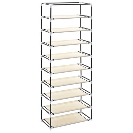 Schoenenkast met hoes 57x29x162 cm stof crème 8719883564753 7