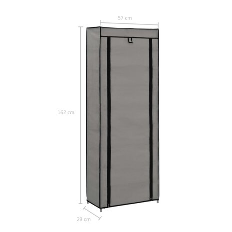 Schoenenkast met hoes 57x29x162 cm stof grijs 8719883564760 10