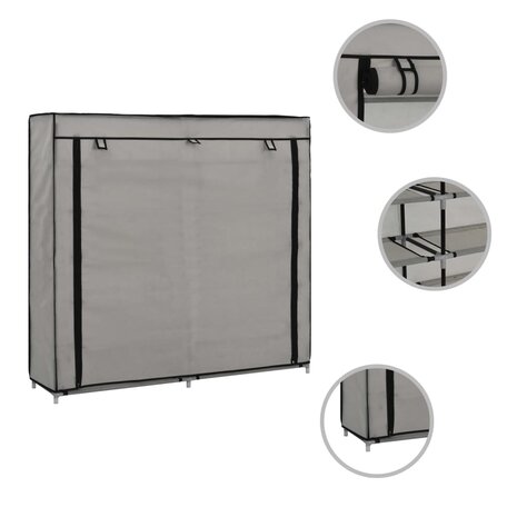 Schoenenkast met hoes 115x28x110 cm stof grijs 8719883564784 2