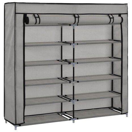 Schoenenkast met hoes 115x28x110 cm stof grijs 8719883564784 3