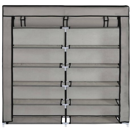 Schoenenkast met hoes 115x28x110 cm stof grijs 8719883564784 5