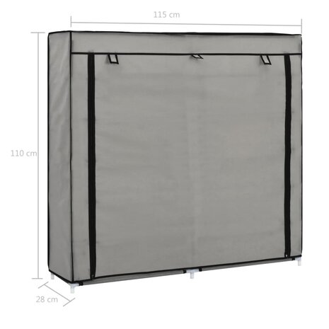 Schoenenkast met hoes 115x28x110 cm stof grijs 8719883564784 8