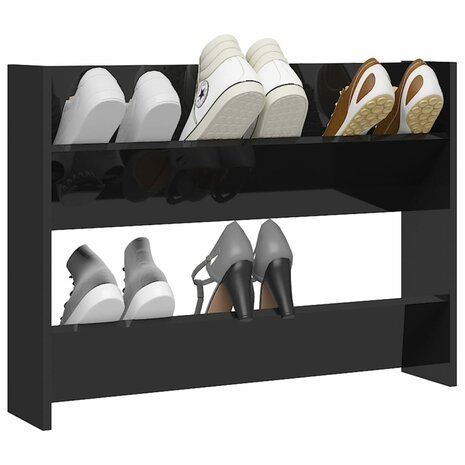 Wandschoenenkast 80x18x60 cm bewerkt hout hoogglans zwart 8720286559567 3