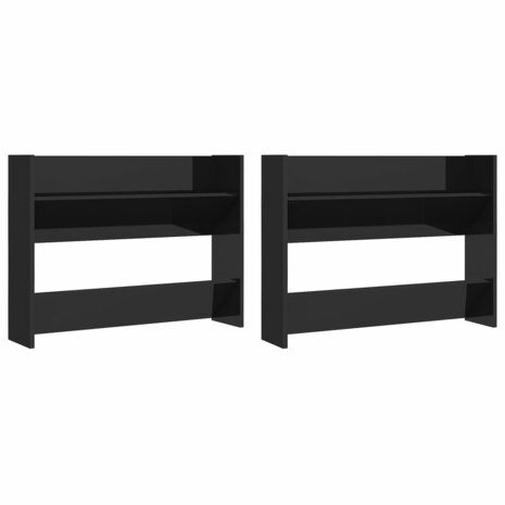 Wandschoenenkasten 2 st 80x18x60 cm hout hoogglans zwart 8720286559574 2