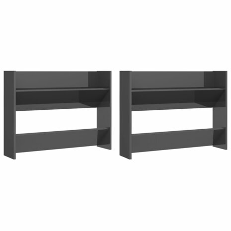 Wandschoenenkasten 2 st 80x18x60 cm hout hoogglans grijs 8720286559598 2