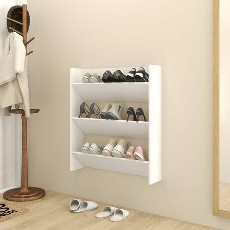 Wandschoenenkast 80x18x90 cm bewerkt hout wit 8720286559789 1