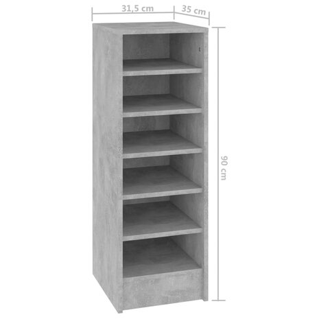 Schoenenkast 31,5x35x90 cm bewerkt hout betongrijs 8720286646830 7