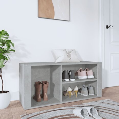 Schoenenkast 100x35x45 cm bewerkt hout betongrijs 8720287223283 1