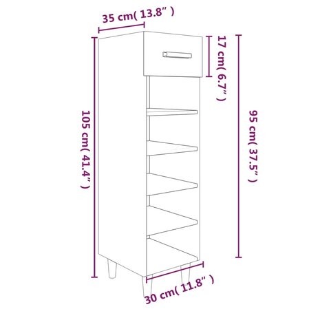Schoenenkast 30x35x105 cm bewerkt hout gerookt eikenkleurig 8720287086680 9