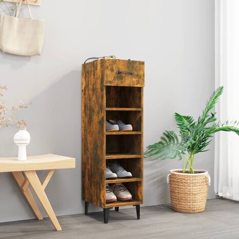 Schoenenkast 30x35x105 cm bewerkt hout gerookt eikenkleurig 8720287086710 1