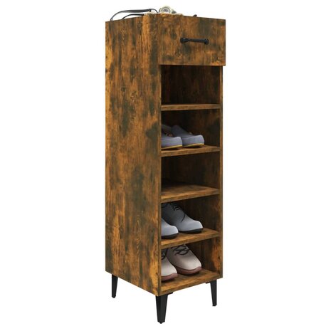 Schoenenkast 30x35x105 cm bewerkt hout gerookt eikenkleurig 8720287086710 6
