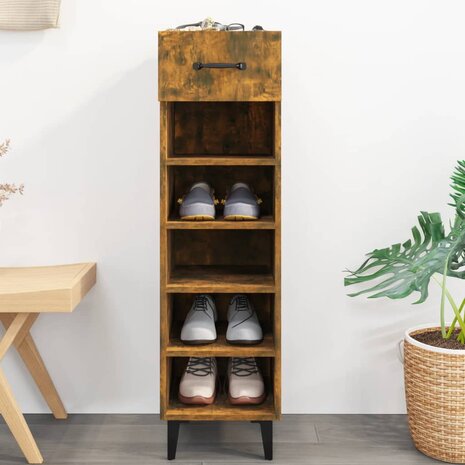 Schoenenkast 30x35x105 cm bewerkt hout gerookt eikenkleurig 8720287086710 8
