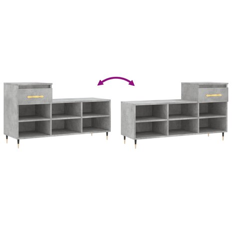 Schoenenkast 102x36x60 cm bewerkt hout betongrijs 8721012113992 9