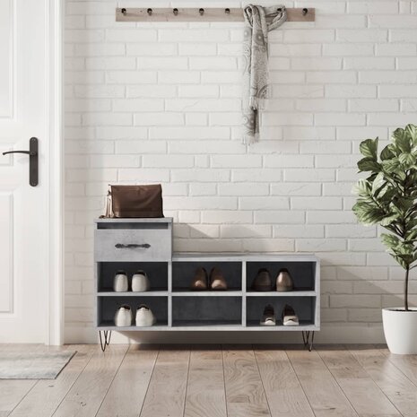 Schoenenkast 102x36x60 cm bewerkt hout betongrijs 8721012114074 1