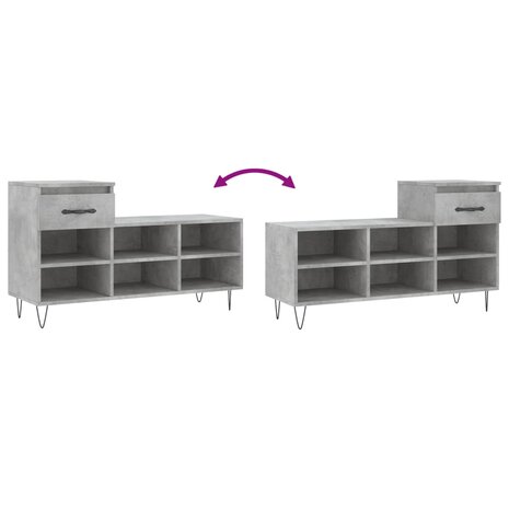 Schoenenkast 102x36x60 cm bewerkt hout betongrijs 8721012114074 9