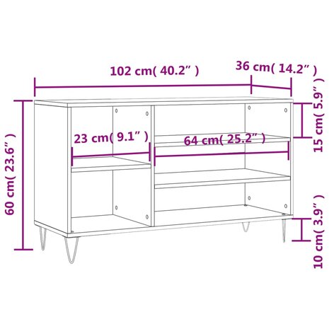 Schoenenkast 102x36x60 cm bewerkt hout wit 8721012114517 10