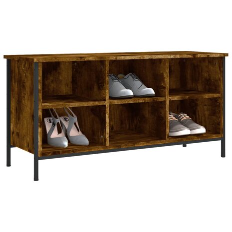 Schoenenkast 100x35x50 cm bewerkt hout gerookt eikenkleurig 8720845774578 4