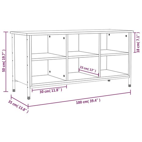 Schoenenkast 100x35x50 cm bewerkt hout gerookt eikenkleurig 8720845774578 9