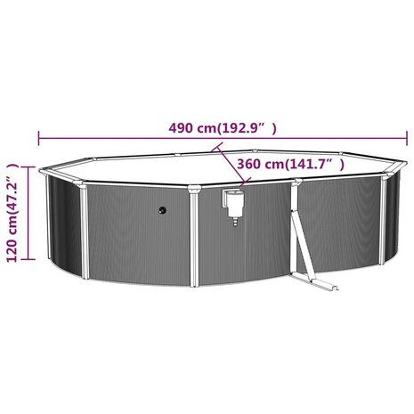 Zwembad met stalen wand ovaal 490x360x120 cm wit 8720286589786 9