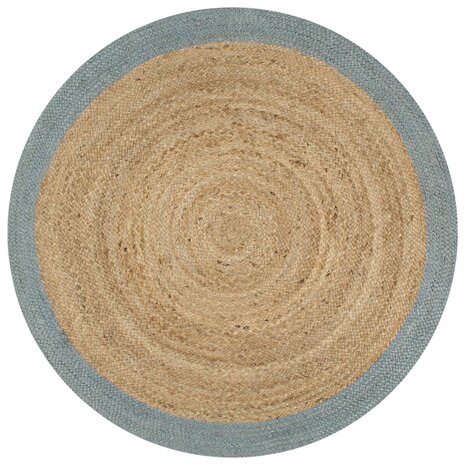 Vloerkleed handgemaakt met olijfgroene rand 120 cm jute 8718475733201 1