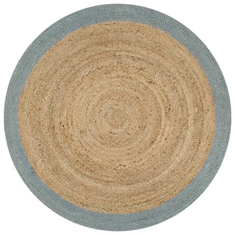 Vloerkleed handgemaakt met olijfgroene rand 150 cm jute 8718475733218 1