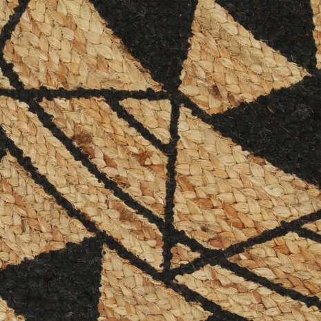 Vloerkleed handgemaakt met zwarte print 120 cm jute 8718475733386 4