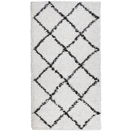 Vloerkleed PAMPLONA shaggy hoogpolig 60x110 cm crème en zwart 8721012229617 2