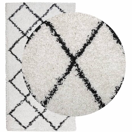 Vloerkleed PAMPLONA shaggy hoogpolig 60x110 cm crème en zwart 8721012229617 3