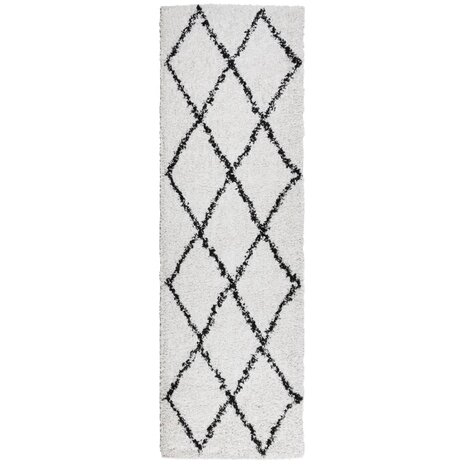 Vloerkleed PAMPLONA shaggy hoogpolig 80x250 cm crème en zwart 8721012229648 2