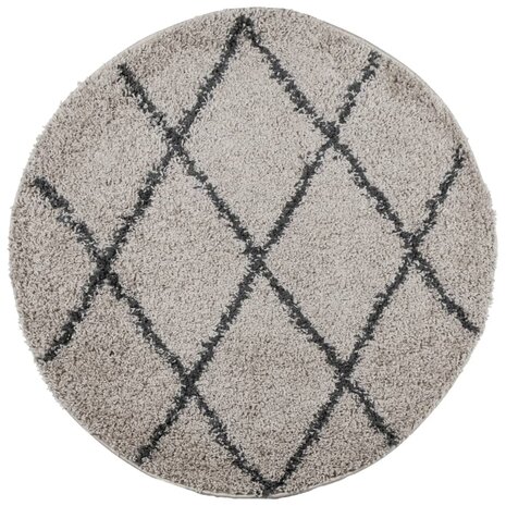 Vloerkleed PAMPLONA shaggy hoogpolig Ø 80 cm beige antraciet 8721012229983 2