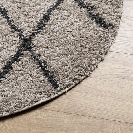 Vloerkleed PAMPLONA shaggy hoogpolig Ø 80 cm beige antraciet 8721012229983 4