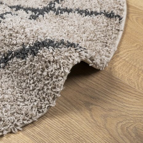 Vloerkleed PAMPLONA shaggy hoogpolig Ø 80 cm beige antraciet 8721012229983 6
