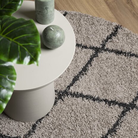 Vloerkleed PAMPLONA shaggy hoogpolig Ø 80 cm beige antraciet 8721012229983 7