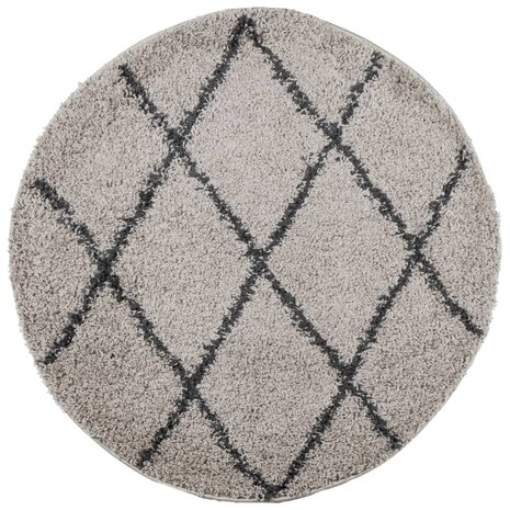 Vloerkleed PAMPLONA shaggy hoogpolig Ø 120 cm beige antraciet 8721012230002 2