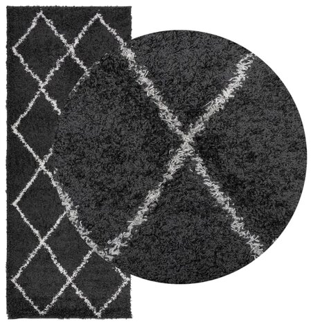Vloerkleed PAMPLONA shaggy hoogpolig 80x200 cm zwart en crème 8721012230071 3