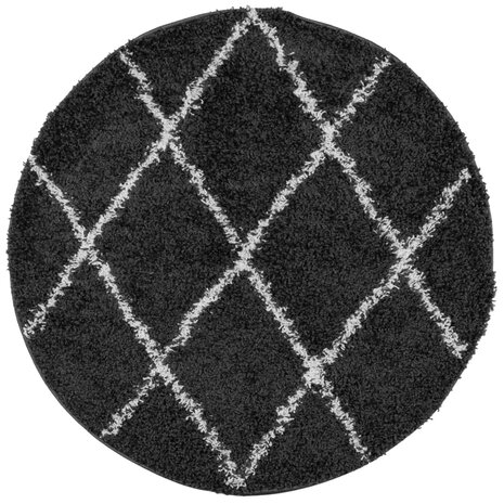 Vloerkleed PAMPLONA shaggy hoogpolig Ø 120 cm zwart en crème 8721012230224 2