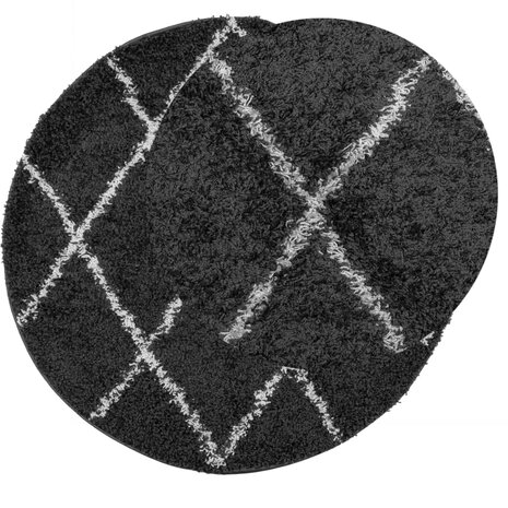Vloerkleed PAMPLONA shaggy hoogpolig Ø 120 cm zwart en crème 8721012230224 3