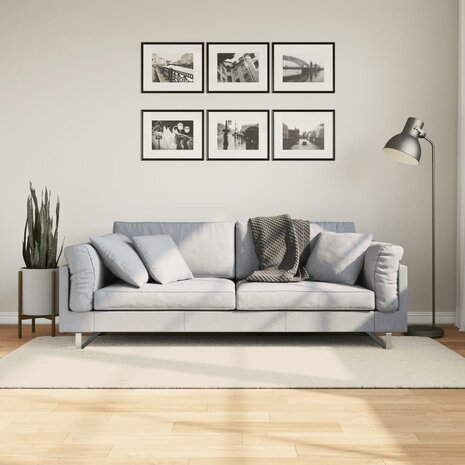 Vloerkleed ISTAN hoogpolig glanzend 100x200 cm crèmekleurig 8721012232648 1