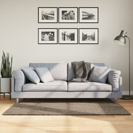 Vloerkleed ISTAN hoogpolig glanzend 80x150 cm grijs 8721012232754 1