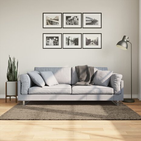 Vloerkleed ISTAN hoogpolig glanzend 120x170 cm grijs 8721012232778 1