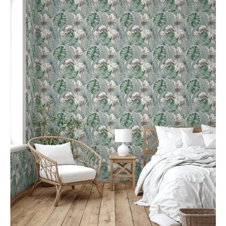 DUTCH WALLCOVERINGS Behang Eden grijs en lichtgroen 3294270378090 5
