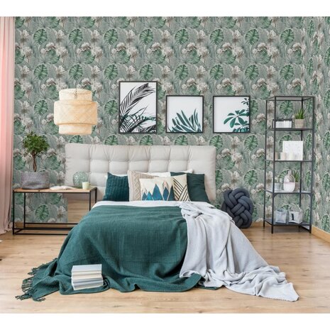 DUTCH WALLCOVERINGS Behang Eden grijs en lichtgroen 3294270378090 6