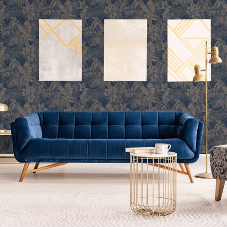 DUTCH WALLCOVERINGS Behang Joelle zilverkleurig en blauw 5411012468583 5