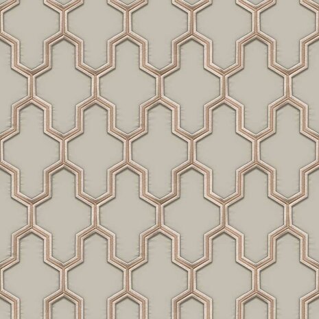 DUTCH WALLCOVERINGS Behang Geometric goudkleurig en groen 8809660036648 2