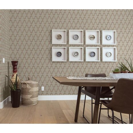 DUTCH WALLCOVERINGS Behang Geometric goudkleurig en groen 8809660036648 7